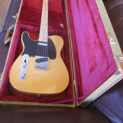 Used Left-Handed Fender Telecaster Electric Guitar Butterscotch Blonde w/ Black Pickguard w/ Hard Case Made in Japan image 17