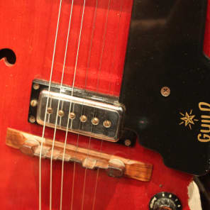 Vintage 1964 Guild 'Slim Jim' T100 D Starfire Cherry Semi Hollow Electric Guitar image 5