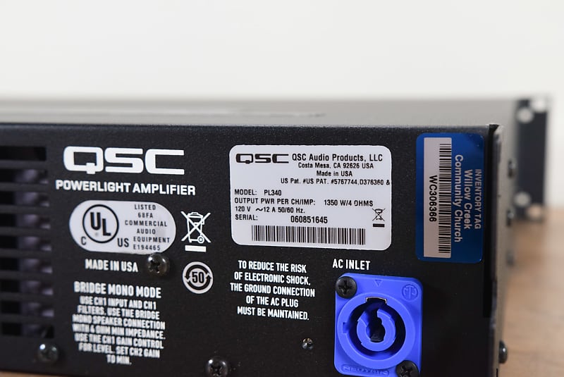 QSC PL340 2-Channel Power Amplifier (church owned) CG00LXM QSC PL340 2-Channel Power Amplifier (church owned) CG00LXM