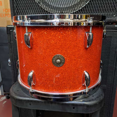 Rare! 1960s Gretsch Round Badge 9 x 13" Tangerine Sparkle Tom #2 - Looks And Sounds Great! image 1