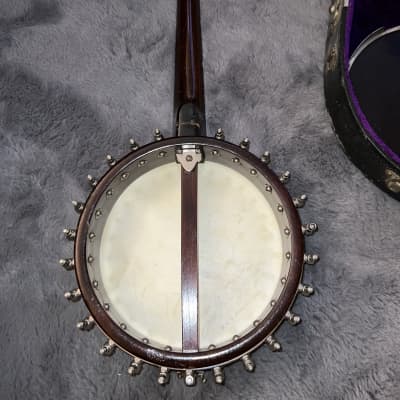 Langstyle Banjo uke :travel tenor banjo 1920’s - Walnut Laquer Nickel Parts image 10
