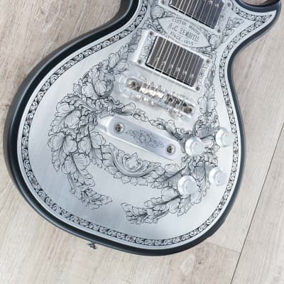 Zemaitis Guitars C24MF-2 BK Metal Front Electric Guitar, Leaf