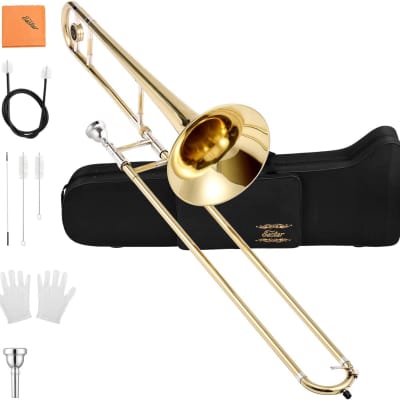 Eastar Bb Tenor Slide Trombone for Beginners Students, B Flat Brass Plated Trombone Instrument image 1