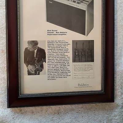 1966 Baldwin Guitars Promotional Ad Framed Baldwin Supersound Amplifier Original for sale