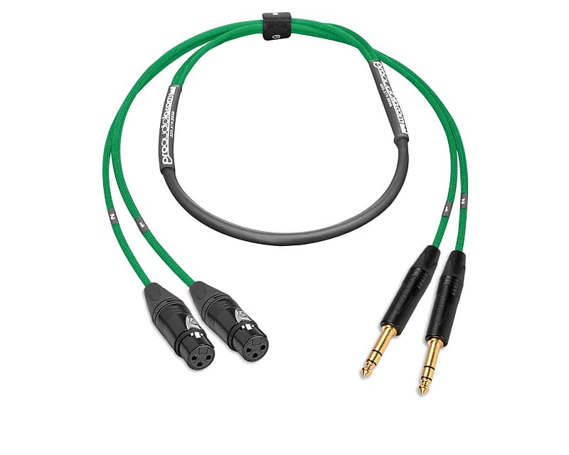 Premium 2 Channel Mogami 2930 Snake | Neutrik Gold XLR-F to TRS | Green | 4 Feet image 1