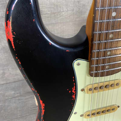 Custom Build Stratocaster 1960-1973 USED Black Over Candy Apple Red image 7