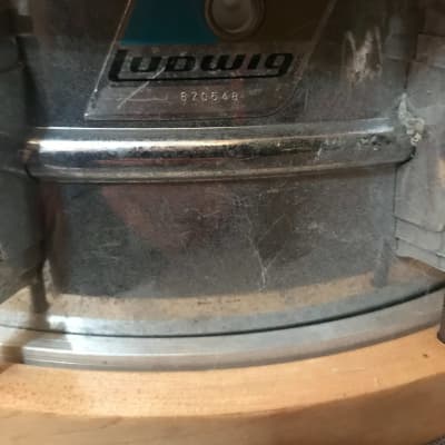 1971 Ludwig No. 400 Supraphonic 5x14" 10-Lug Aluminum Snare Drum with Pointed Blue/Olive Badge 1969 - 1979 - Chrome-Plated OBO image 4