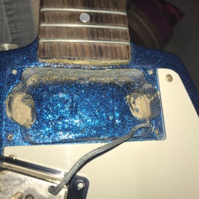 1992 Matteson Korina 58 Style Flying V electric guitar rare BLUE SPARKLE FINISH image 20