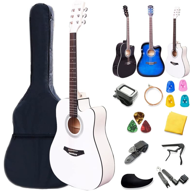 Donner Acoustic Guitar for Beginner Adult 36'' Dreadnought 3/4 Size Black  Guitar Bundle Package Kit Travel, Spruce Wood With Gig Bag Capo Tuner Strap  String Guitar Picks DAG-1MB/DAT-110D in Dubai - UAE