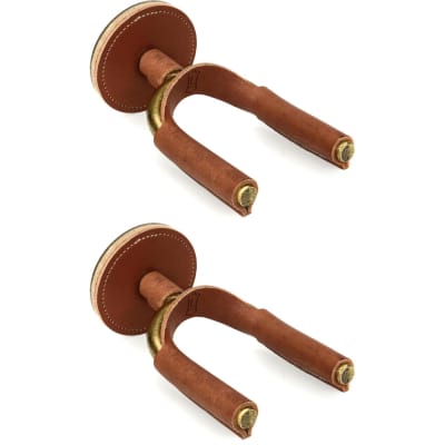 Levy's FGHNGR Brass Forged Guitar Hanger (2 Pack) - Tan Leather for sale
