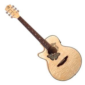 Luna Fauna Butterfly Lefty Acoustic-Electric Guitar Natural
