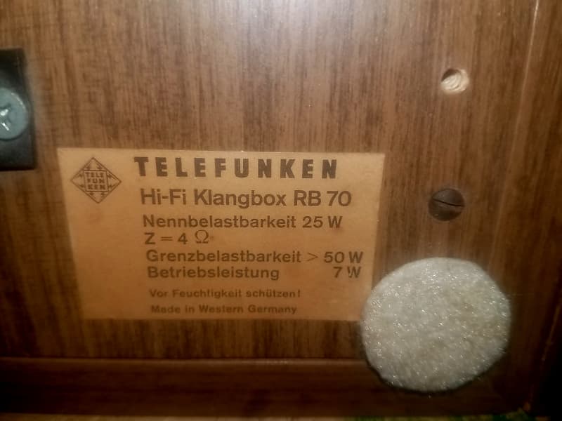 Telefunken RB70 Klangbox Rare Hi-Fi Vintage Speaker Pair Telefunken RB70 Klangbox Rare Hi-Fi Vintage Speaker Pair