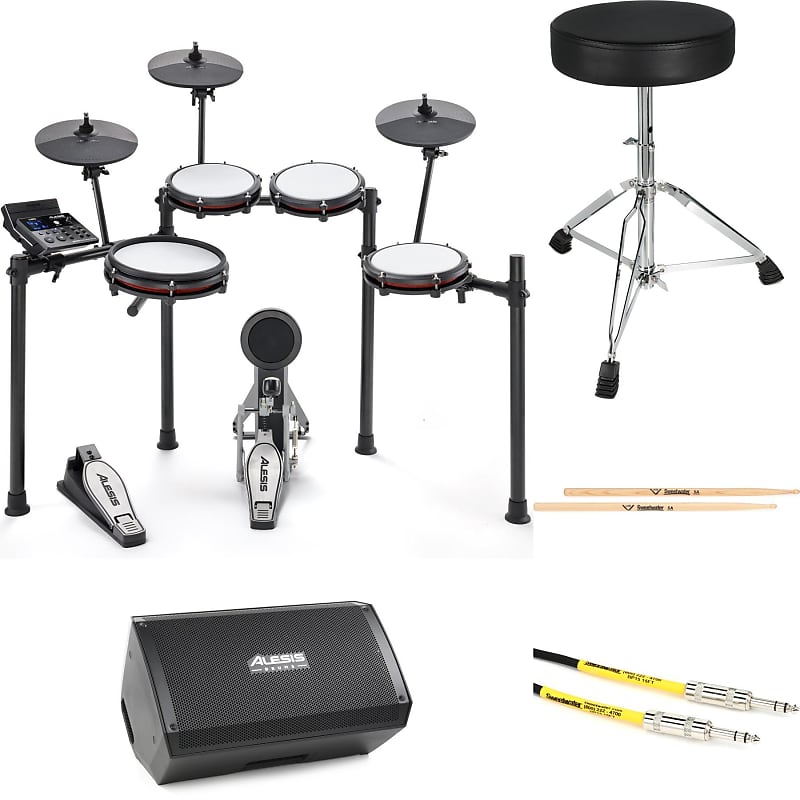Alesis Nitro Max Mesh Electronic Drum Set and 12 Monitor Reverb