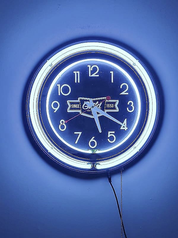 Gibson Guitars logo double ring neon deals wall clock