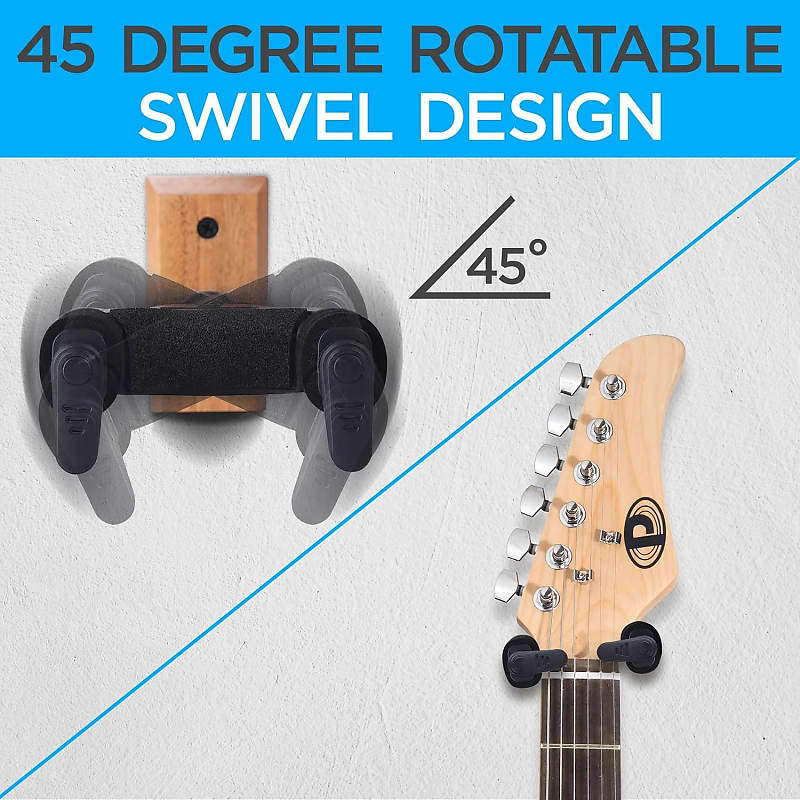 Neboic Guitar Wall Mount, Auto Lock Guitar Wall Hanger, Hard Wood Base