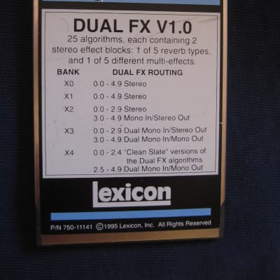 Lexicon PCM 80 Dual Algorithm FX 1.0 card board multi effects reverb patches  81 90 91 expansion image 3