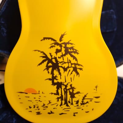 National Reso-Phonic Triolian Polychrome 12 Fret 2023 Yellow/Gold with Palm Tree Scene image 1
