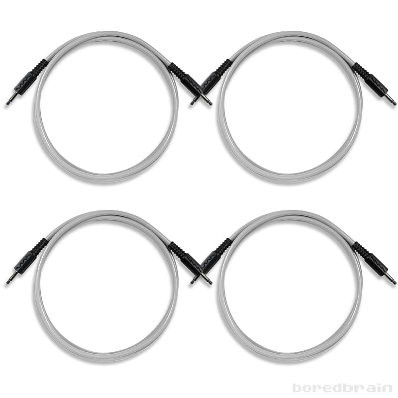 Boredbrain 48-inch 4-Pack Eurorack Modular Patch Cables 3.5mm TS Moon Gray image 1
