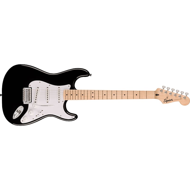 Squier Sonic Stratocaster Guitar, Maple Fingerboard, White Pickguard, Black image 1