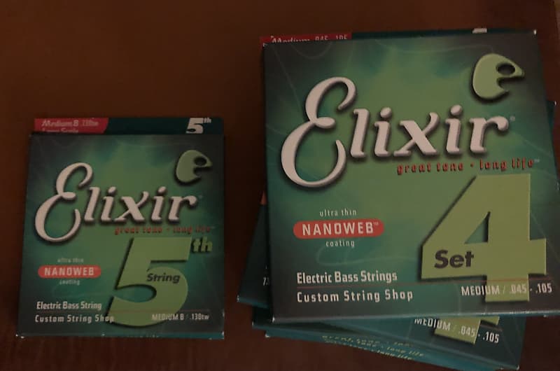 7 sets NOS Elixir 14077 Nickel Plated Bass strings 45-105, | Reverb
