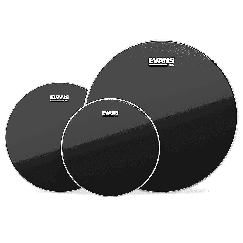 Evans ETP-CHR-R Black Chrome (10/12/16") Rock Tom Drum Head Pack image 1