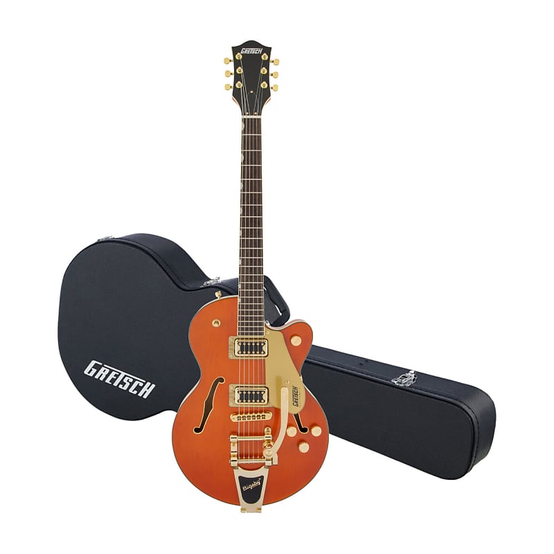 Gretsch G5655TG Electromatic Center Block Jr. Single-Cut 6-String Laurel  Fingerboard Electric Guitar, Right-Handed Electric Guitar (Orange) Bundle 