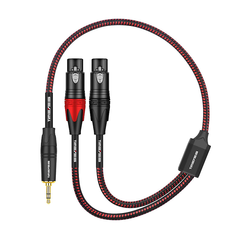3.5mm Stereo Male to Dual 3.5mm Mono Male Audio Cable, 1ft 3.5mm 1/8 TRS  Male to 2 x 3.5mm 1/8 TS Male Y Breakout Cable Splitter Adapter for