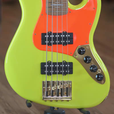Fender MonoNeon Jazz Bass V - Neon Yellow and Orange image 1