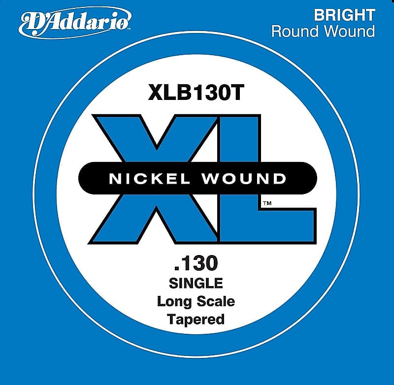 D'Addario XLB130T Nickel Wound Long Scale Single Bass Guitar String .130 Tapered image 1