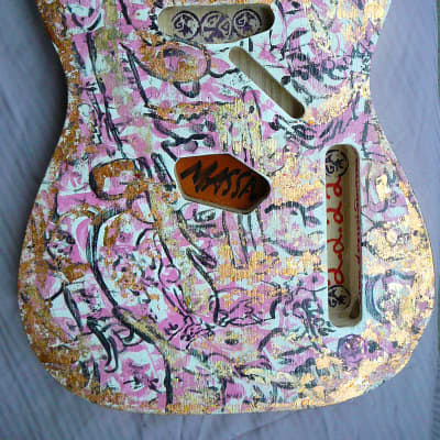 Massa Guitars USA Telecaster Guitar Body Marilyn Monroe 24K GoldLeaf  Haring Top 2022 image 14