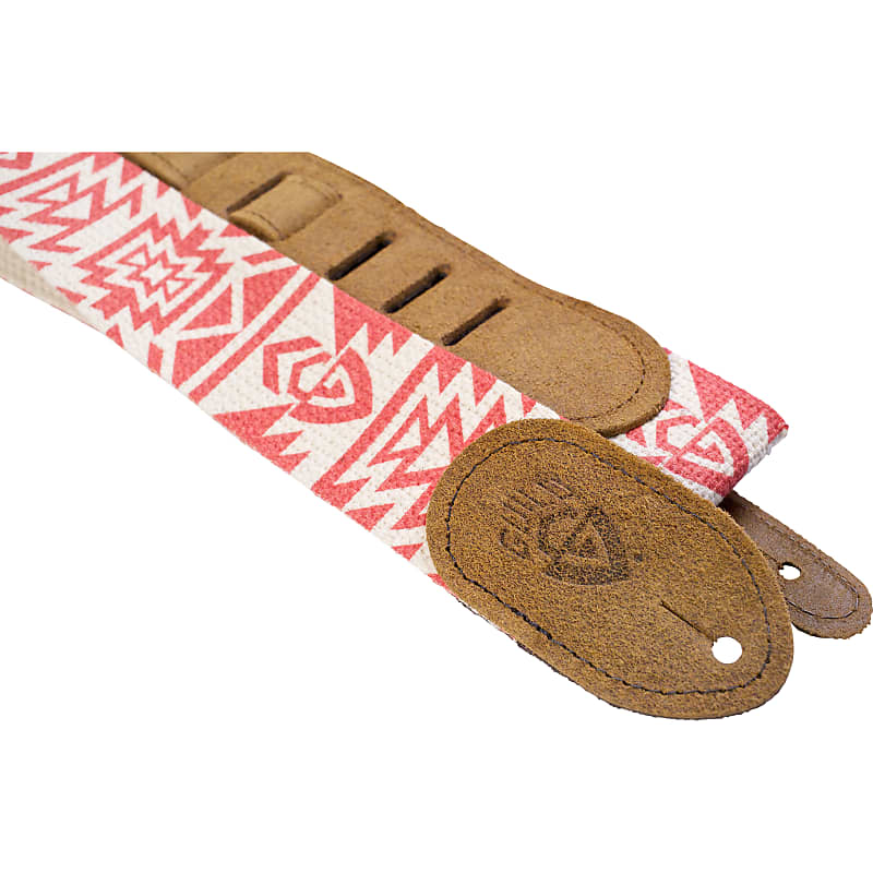 Guild Cotton & Leather Southwest G-Shield Guitar Strap (Red/Brown