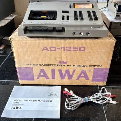 AIWA AD-1250 Solid State Stereo Cassette Deck w/ Dust Cover, Manual, Original Box, RCA Cables image 1