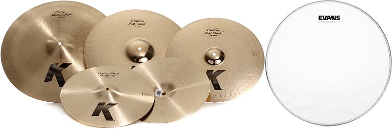 Zildjian K Custom Worship Cymbal Set - 14/16/18/20 inch Bundle with Evans Snare Side Clear Drumhead - 14 inch image 1