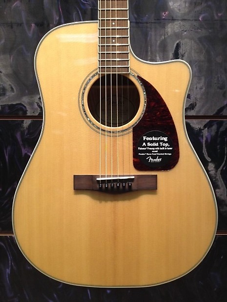 Fender CD220SCE Ash Burl Acoustic/Electric Guitar, Solid