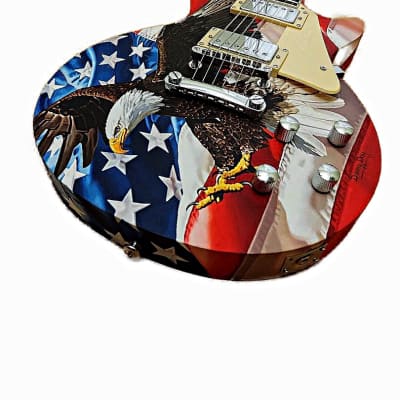 Bracken custom LP Land of the Free Electric Guitar 2022 - hand painted by world famous artist Danny Day image 2