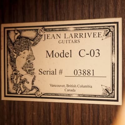 1998 Larrivee C-03 Cutaway Acoustic Electric Guitar w/ Fishman Active Preamp, Case image 6
