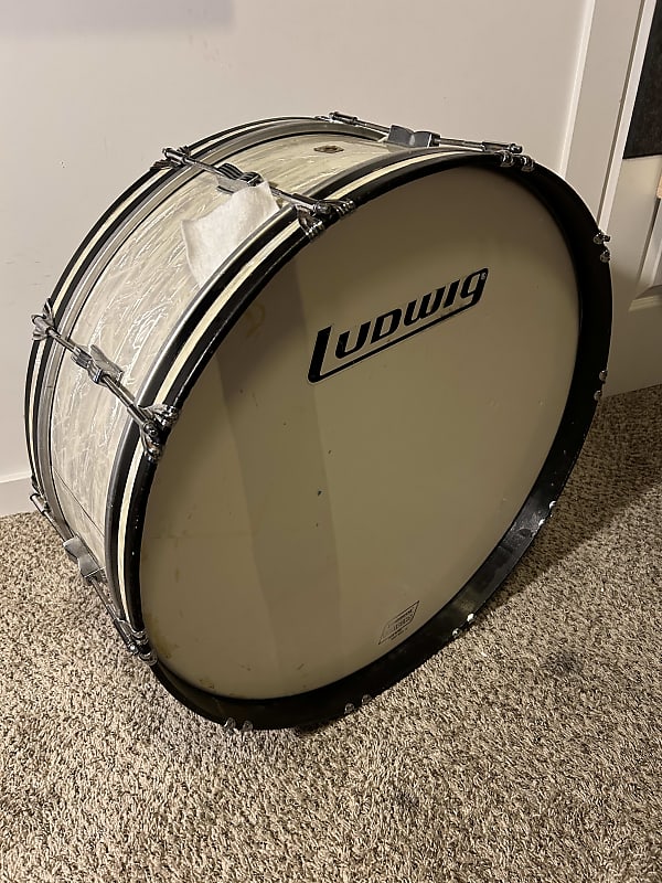Ludwig 10" x 26" Scotch Marching Bass Drum 60s - White Marine Pearl image 1