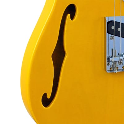 CNZ Audio Thinline TL Semi-Hollow Electric Guitar - Maple Neck, Butterscotch Blonde image 6