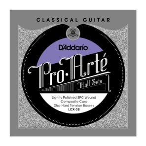 D'Addario LCX-3B Pro-Arte Lightly Polished Silver Plated Copper on Composite Core Classical Guitar Half Set Extra Hard Tension