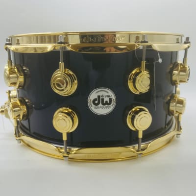 DW Collector's Series 7x14" Maple-Mahogany Snare Drum (Solid Black with Purple Pearl Sparkle Lacquer) with Gold Hardware image 7