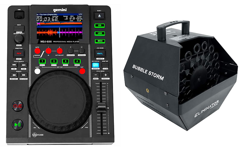 Gemini MDJ-600 Single USB/CD Media Player DJ MIDI Controller+Free Bubble  Machine