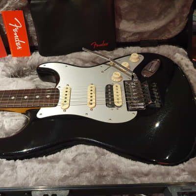 NEW 2021 Fender American Ultra Luxe Stratocaster HSS FR Floyd Rose Mystic Black USA Strat image 5