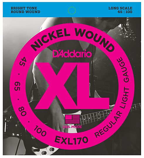 D'Addario EXL170 Nickel Wound Bass Strings, Light, 45-100 image 1