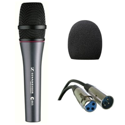 Sennheiser E865 Cardioid Handheld Condenser Microphone with XLR-XLR Cable and Foam Windscreen for 1-5/8" Microphones image 1