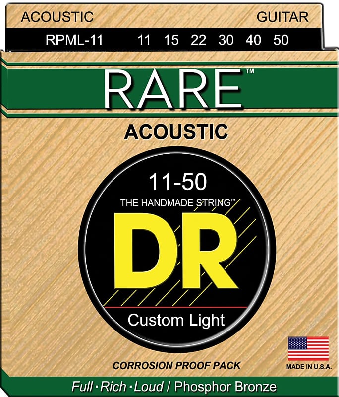 DR Rare RPML-11 Phosphor Bronze Acoustic Guitar Strings 11-50 image 1