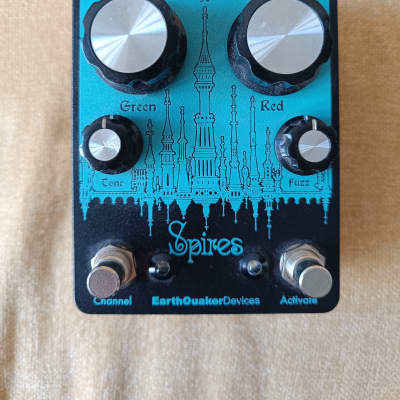 EarthQuaker Devices Spires Nu Face Double Fuzz 2016 - 2019 - Black Texture / Teal Print for sale