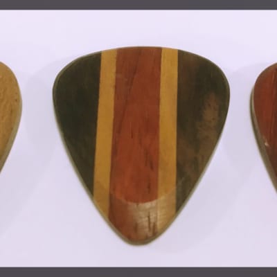 US Blues Multi-Tone Wooden Guitar Picks x 3 for sale