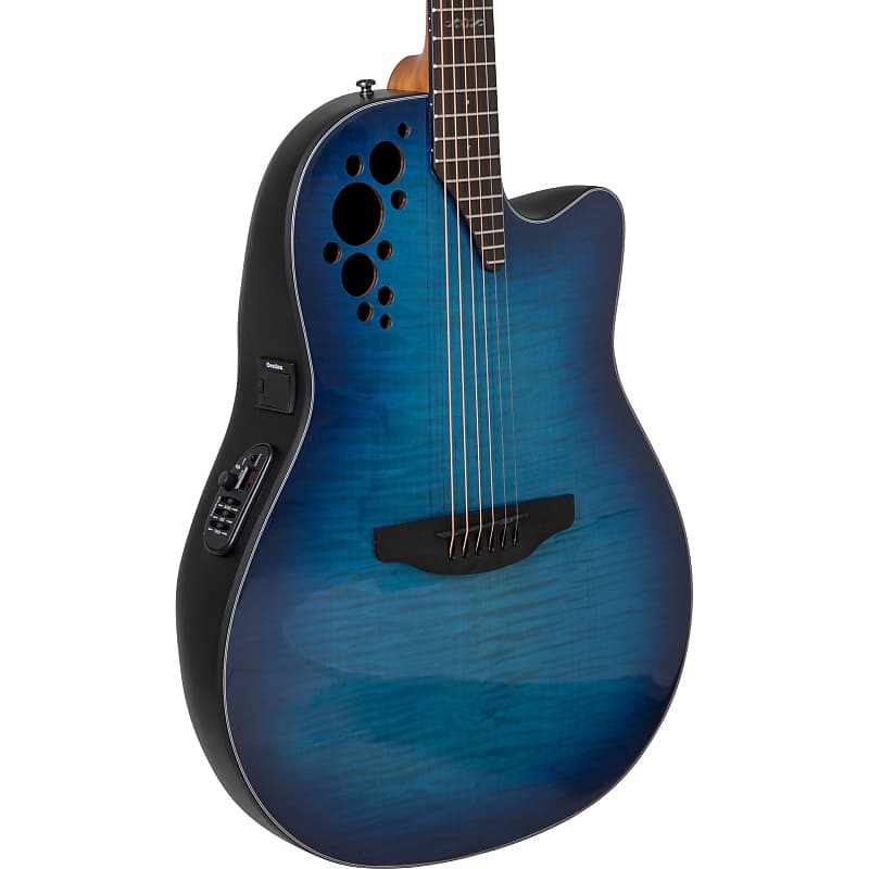 Ovation E-Acoustic Guitar Celebrity Elite Plus Mid Cutaway - Blue Flamed Maple image 1