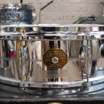 1970s Gretsch 5x14 Model 4160 Chrome Over Brass Snare Drum image 1
