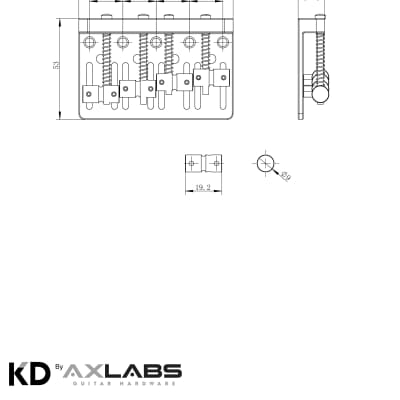 KD By AxLabs Vintage-Style Bass Bridge - 5-Screw, 4-String, String-Through-Top Or Bottom, Brass Saddles - Black image 2